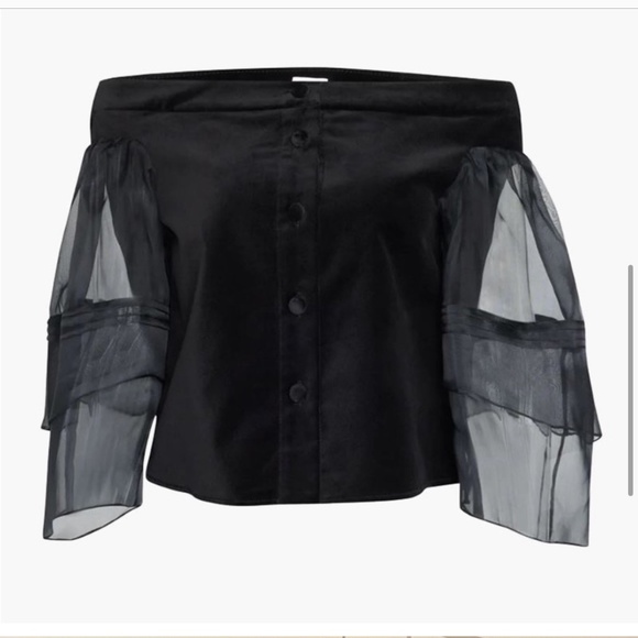 New! Rosie Assoulin Black Wind Off Your Shoulder Blouse | S - Picture 3 of 10
